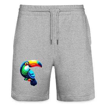 Tukan - Stanley/Stella Unisex Bio Joggingshorts Trainer  - Grau meliert - Vorne - Nik (191cm) & Marisol (170cm)