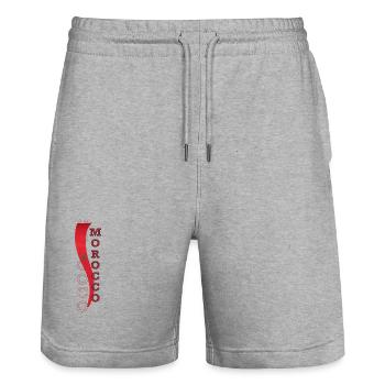 Flag of Morocco that inspires respect and admiration - Stanley/Stella Trainer Unisex Organic Jogging Shorts - heather grey - Front - Nik (191cm) & Marisol (170cm)