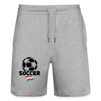 Fußball Team Ungarn 2024 soccerfan Illustration - Stanley/Stella Unisex Bio Joggingshorts Trainer  - Grau meliert - Vorne - Nik (191cm) & Marisol (170cm)