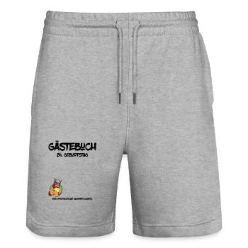 24. Geburtstag | Gästebuch Design - Stanley/Stella Unisex Bio Joggingshorts Trainer  - Grau meliert - Vorne - Nik (191cm) & Marisol (170cm)