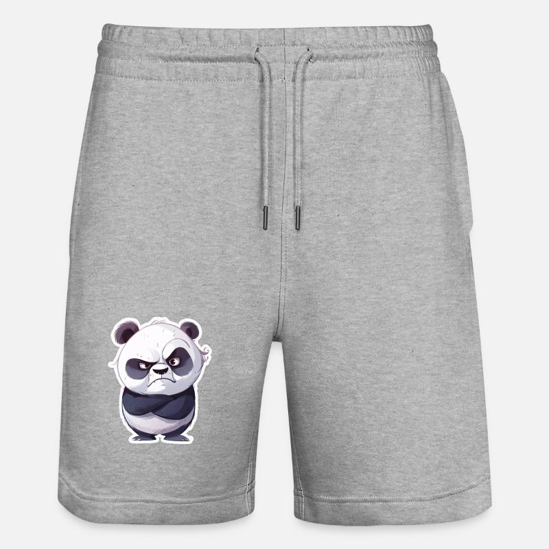 Eingeschnappter Beleidigter Panda - Stanley/Stella Unisex Bio Joggingshorts Trainer  - Grau meliert