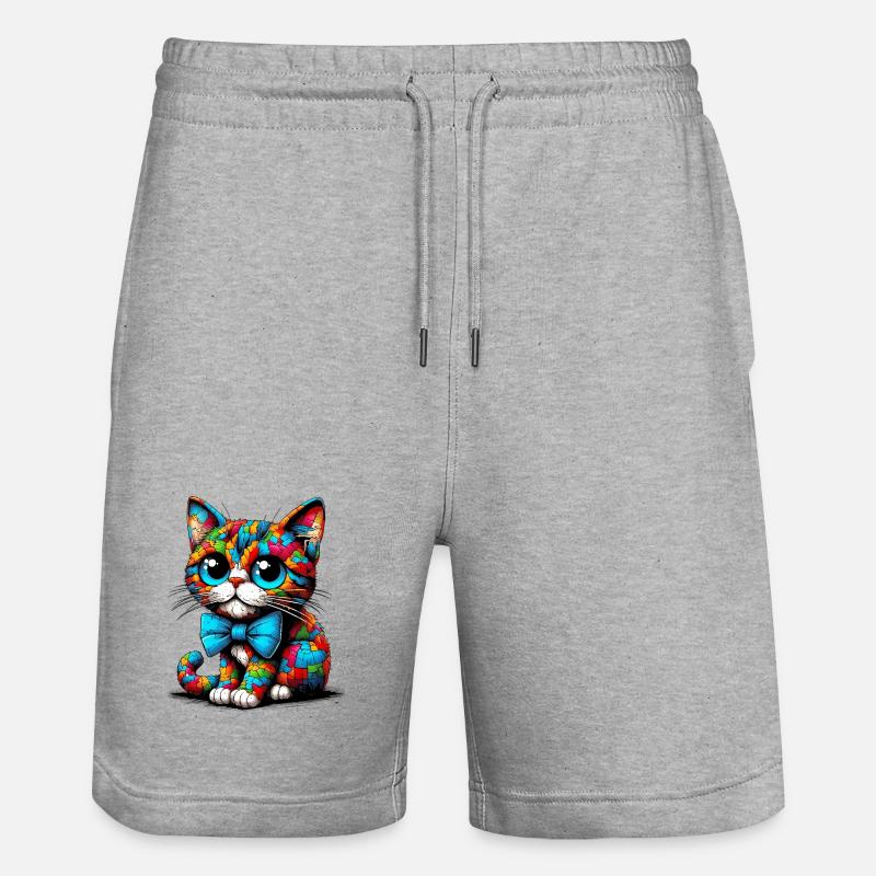 Chat avec noeud papillon - Short de jogging bio TRAINER Stanley/Stella unisexe - gris chiné