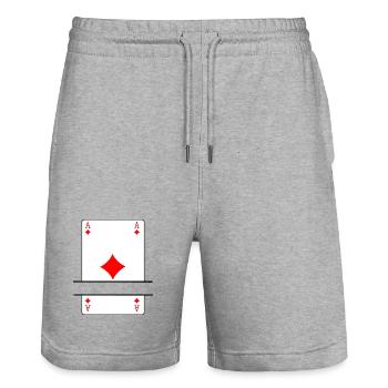 Playing card ace of diamonds with banner space - Stanley/Stella Trainer Unisex Organic Jogging Shorts - heather grey - Front - Nik (191cm) & Marisol (170cm)