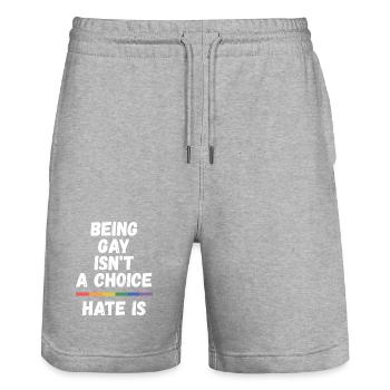 LGBT Pride Month - Schwul sein ist keine Wahl - Stanley/Stella Unisex Bio Joggingshorts Trainer  - Grau meliert - Vorne - Nik (191cm) & Marisol (170cm)