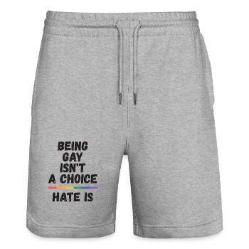LGBT Pride Month - Schwul sein ist keine Wahl. - Stanley/Stella Unisex Bio Joggingshorts Trainer  - Grau meliert - Vorne - Nik (191cm) & Marisol (170cm)