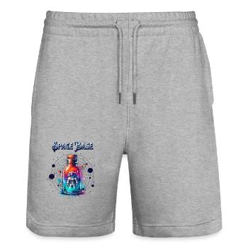 Weltraumflasche – Astronaut im Neonglas - Stanley/Stella Unisex Bio Joggingshorts Trainer  - Grau meliert - Vorne - Nik (191cm) & Marisol (170cm)