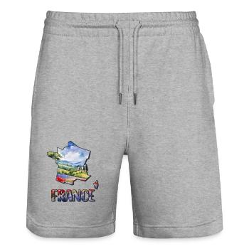 Aquarell Landkarte Frankreich - Stanley/Stella Unisex Bio Joggingshorts Trainer  - Grau meliert - Vorne - Nik (191cm) & Marisol (170cm)