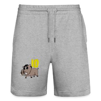 10th Birthday Motif Wild Boar - Ten Years Old - Stanley/Stella Trainer Unisex Organic Jogging Shorts - heather grey - Front - Nik (191cm) & Marisol (170cm)