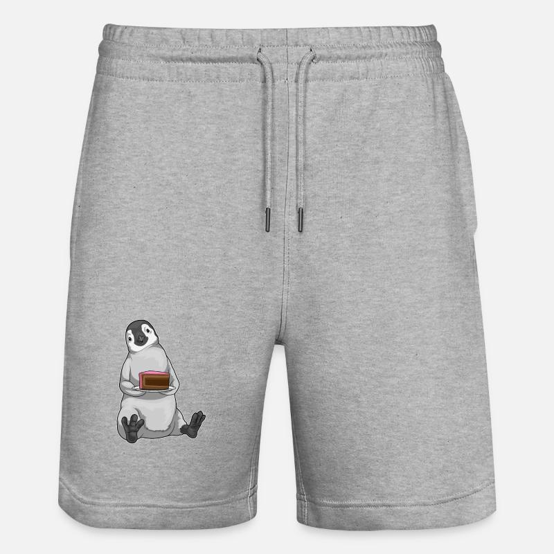 Pinguin Kuchen - Stanley/Stella Unisex Bio Joggingshorts Trainer  - Grau meliert