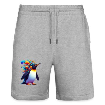 Pingouin - Short de jogging bio TRAINER Stanley/Stella unisexe - gris chiné - Devant - Nik (191cm) & Marisol (170cm)