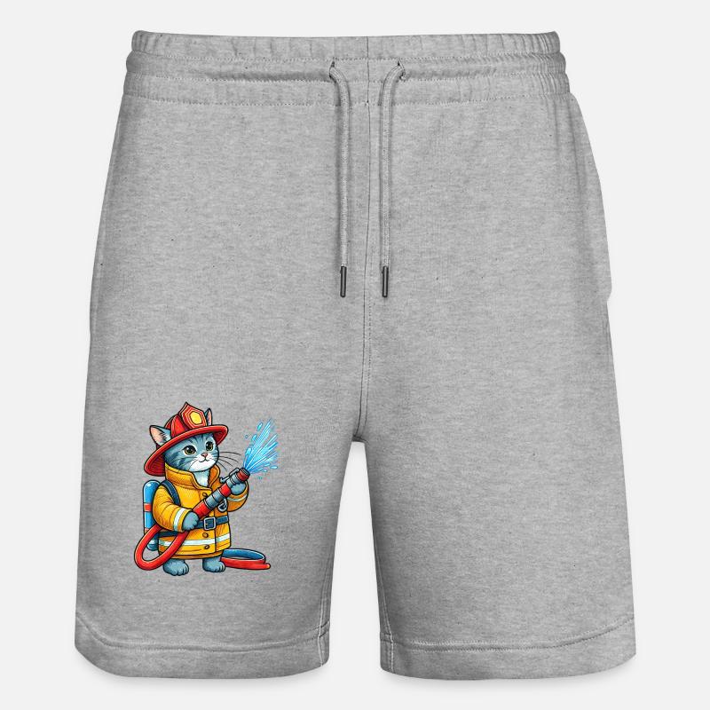 Chaton pompier Splash - Short de jogging bio TRAINER Stanley/Stella unisexe - gris chiné