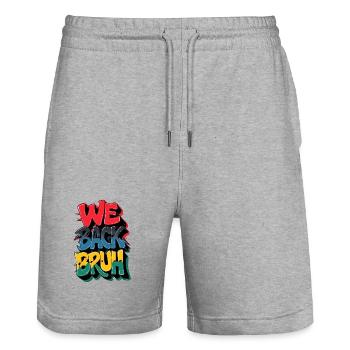 Grafische Textrevolution mit kraftvollen Sätzen - Stanley/Stella Unisex Bio Joggingshorts Trainer  - Grau meliert - Vorne - Nik (191cm) & Marisol (170cm)