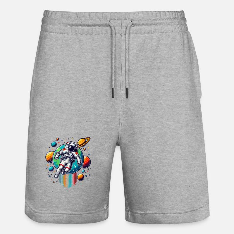 Astronautes rétro Space Planet Design - Short de jogging bio TRAINER Stanley/Stella unisexe - gris chiné