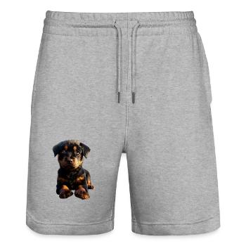Les chiens Rottweiler aiment les fiers amateurs de rottweiler - Short de jogging bio TRAINER Stanley/Stella unisexe - gris chiné - Devant - Nik (191cm) & Marisol (170cm)
