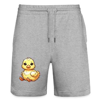 zauberhaftes gelbes Küken-Motiv - Stanley/Stella Unisex Bio Joggingshorts Trainer  - Grau meliert - Vorne - Nik (191cm) & Marisol (170cm)