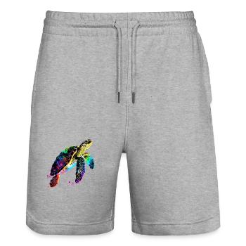 Turtle Colorful Popart Reptile Cute Turtles - Stanley/Stella Trainer Unisex Organic Jogging Shorts - heather grey - Front - Nik (191cm) & Marisol (170cm)