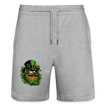 Leprechaun Ireland - Stanley/Stella Trainer Unisex Organic Jogging Shorts - heather grey - Front - Nik (191cm) & Marisol (170cm)