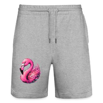 Flamingo - Stanley/Stella Unisex Bio Joggingshorts Trainer  - Grau meliert - Vorne - Nik (191cm) & Marisol (170cm)