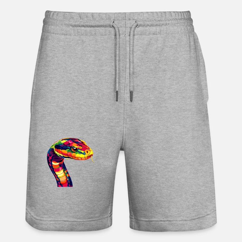Schlange Python Kobra Mamba Klapperschlange Snake - Stanley/Stella Unisex Bio Joggingshorts Trainer  - Grau meliert