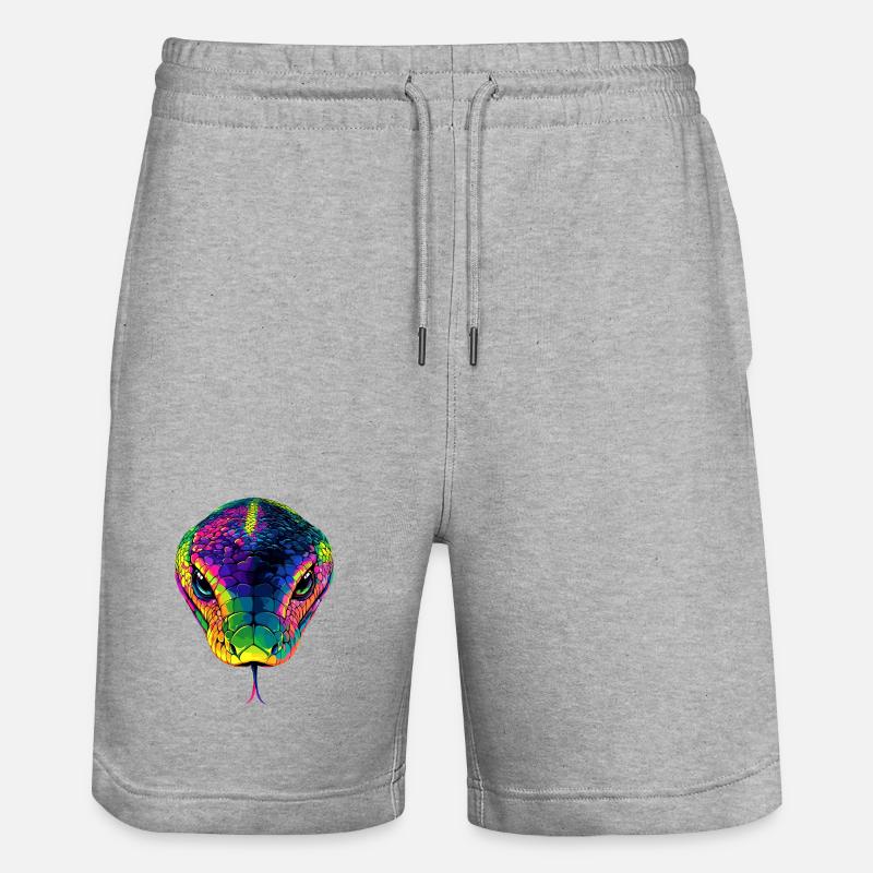 Schlange Python Kobra Mamba Klapperschlange Snake - Stanley/Stella Unisex Bio Joggingshorts Trainer  - Grau meliert