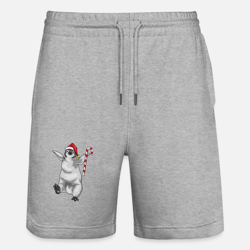 Pingouin Canne de Noël - Short de jogging bio TRAINER Stanley/Stella unisexe - gris chiné
