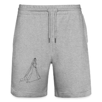 Prinzessin - Stanley/Stella Unisex Bio Joggingshorts Trainer  - Grau meliert - Vorne - Nik (191cm) & Marisol (170cm)