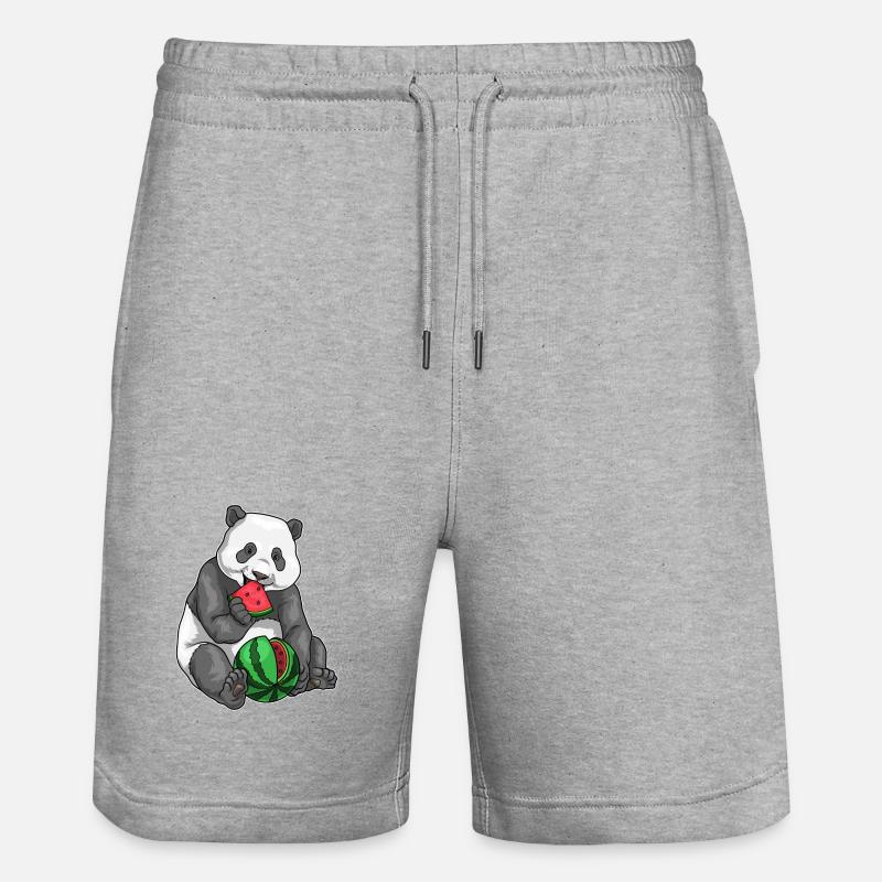 Panda Wassermelone - Stanley/Stella Unisex Bio Joggingshorts Trainer - Grau meliert