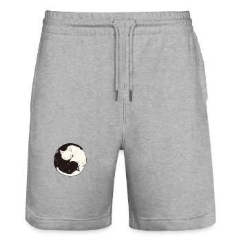Yin und Yang Buddhismus Grafik Katzen Katzenhalter - Stanley/Stella Unisex Bio Joggingshorts Trainer  - Grau meliert - Vorne - Nik (191cm) & Marisol (170cm)