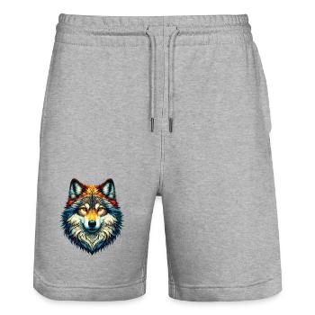 Loup - Short de jogging bio TRAINER Stanley/Stella unisexe - gris chiné - Devant - Nik (191cm) & Marisol (170cm)