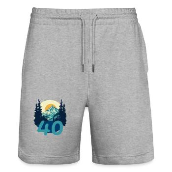 40 years in the mountains. Birthday Gift - Stanley/Stella Trainer Unisex Organic Jogging Shorts - heather grey - Front - Nik (191cm) & Marisol (170cm)