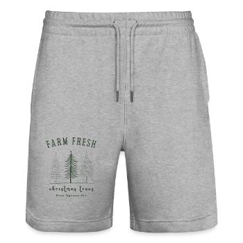 Farm Fresh, Christmas Trees - Stanley/Stella Trainer Unisex Organic Jogging Shorts - heather grey - Front - Nik (191cm) & Marisol (170cm)