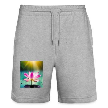 Lotus - Stanley/Stella Unisex Bio Joggingshorts Trainer  - Grau meliert - Vorne - Nik (191cm) & Marisol (170cm)