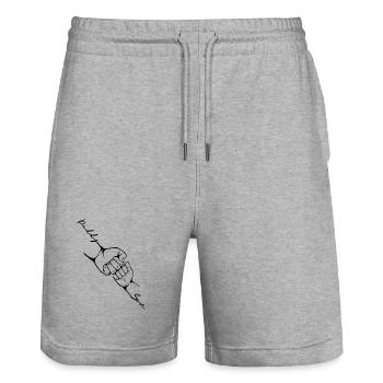 Papa neugeborenes Kind Fauststoß Vater mig - Stanley/Stella Unisex Bio Joggingshorts Trainer  - Grau meliert - Vorne - Nik (191cm) & Marisol (170cm)