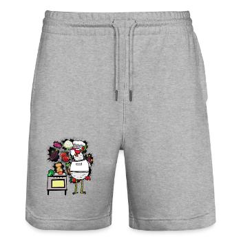 funny chicken host vegetable cook cook fun - Stanley/Stella Trainer Unisex Organic Jogging Shorts - heather grey - Front - Nik (191cm) & Marisol (170cm)