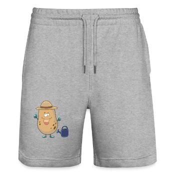 Pomme de terre Pommes de terre Jardinier amateur - Short de jogging bio TRAINER Stanley/Stella unisexe - gris chiné - Devant - Nik (191cm) & Marisol (170cm)