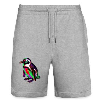 Penguin - Stanley/Stella Trainer Unisex Organic Jogging Shorts - heather grey - Front - Nik (191cm) & Marisol (170cm)
