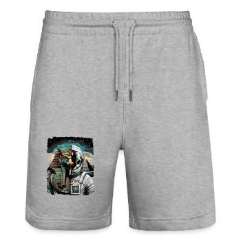 Horus als futuristisches Astronauten-Konzept - Stanley/Stella Unisex Bio Joggingshorts Trainer  - Grau meliert - Vorne - Nik (191cm) & Marisol (170cm)
