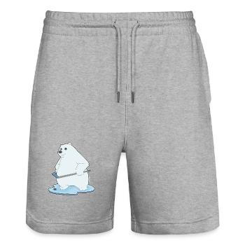Polar Bear Bâtons de hockey sur glace - Short de jogging bio TRAINER Stanley/Stella unisexe - gris chiné - Devant - Nik (191cm) & Marisol (170cm)