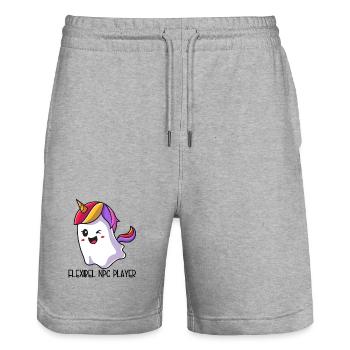 Flexible NPC Player – Colorful Unicorn Ghost - Stanley/Stella Trainer Unisex Organic Jogging Shorts - heather grey - Front - Nik (191cm) & Marisol (170cm)