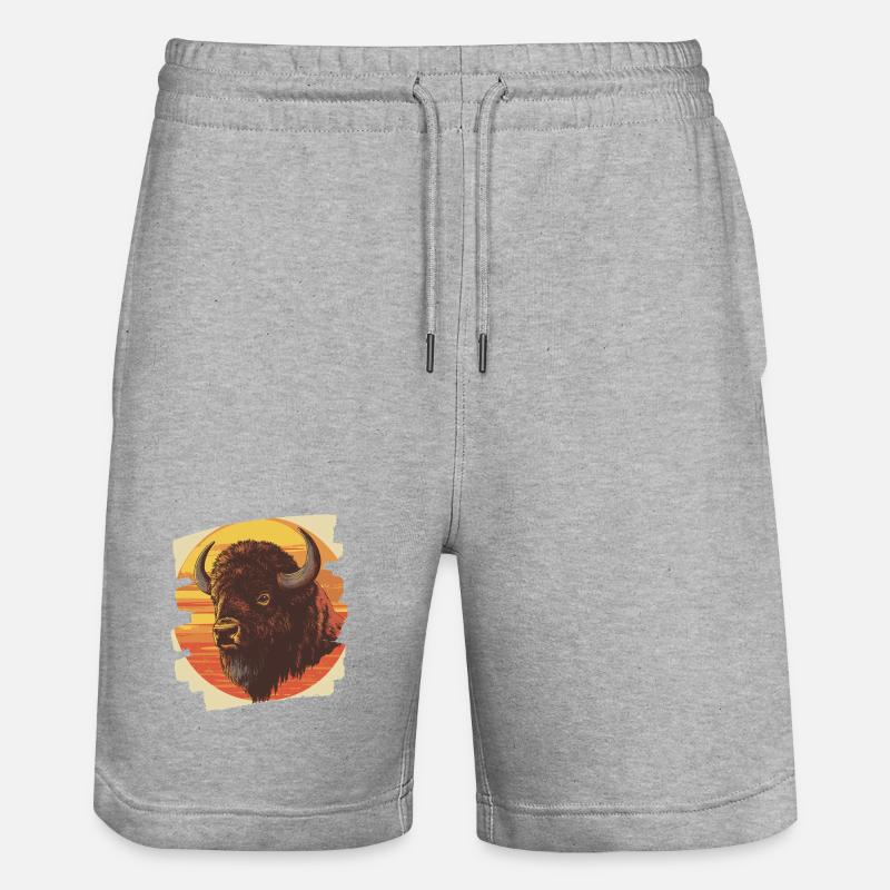 Bison Rétro - Short de jogging bio TRAINER Stanley/Stella unisexe - gris chiné