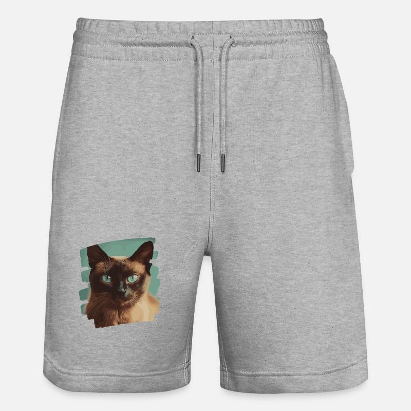 Birman Birmanie Chat Rétro - Short de jogging bio TRAINER Stanley/Stella unisexe - gris chiné