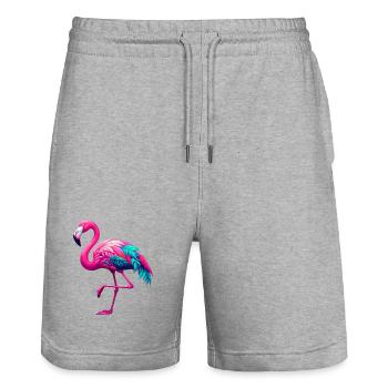 Flamant - Short de jogging bio TRAINER Stanley/Stella unisexe - gris chiné - Devant - Nik (191cm) & Marisol (170cm)