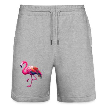 Flamant - Short de jogging bio TRAINER Stanley/Stella unisexe - gris chiné - Devant - Nik (191cm) & Marisol (170cm)