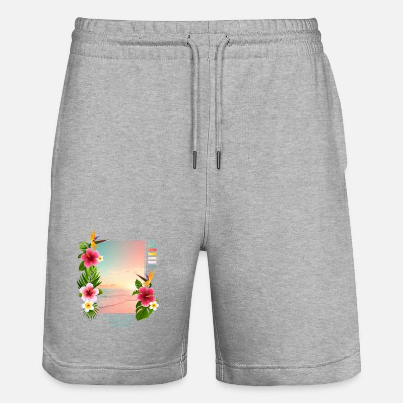 Mer - Sable - Coucher de soleil - Short de jogging bio TRAINER Stanley/Stella unisexe - gris chiné