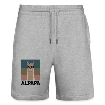 Papa Alpaga Papa Drôle Lama Cadeau de Fête des Pères - Short de jogging bio TRAINER Stanley/Stella unisexe - gris chiné - Devant - Nik (191cm) & Marisol (170cm)