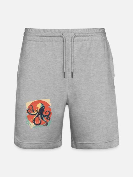 Octopus Octopus Retro - Stanley/Stella Trainer Unisex Organic Jogging Shorts - heather grey