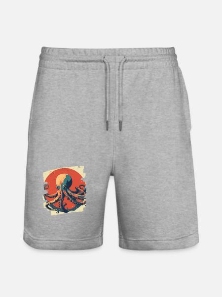 Octopus Octopus - Stanley/Stella Trainer Unisex Organic Jogging Shorts - heather grey