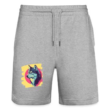 Husky - Stanley/Stella Unisex Bio Joggingshorts Trainer  - Grau meliert - Vorne - Nik (191cm) & Marisol (170cm)