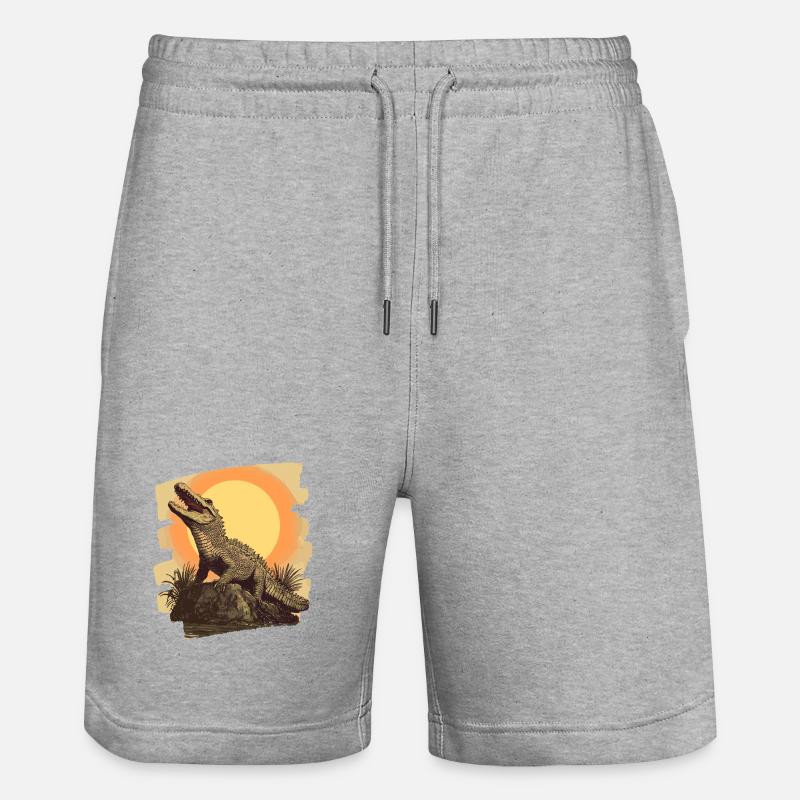 Krokodil Retro - Stanley/Stella Unisex Bio Joggingshorts Trainer  - Grau meliert