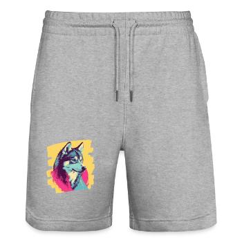 Husky - Stanley/Stella Unisex Bio Joggingshorts Trainer  - Grau meliert - Vorne - Nik (191cm) & Marisol (170cm)